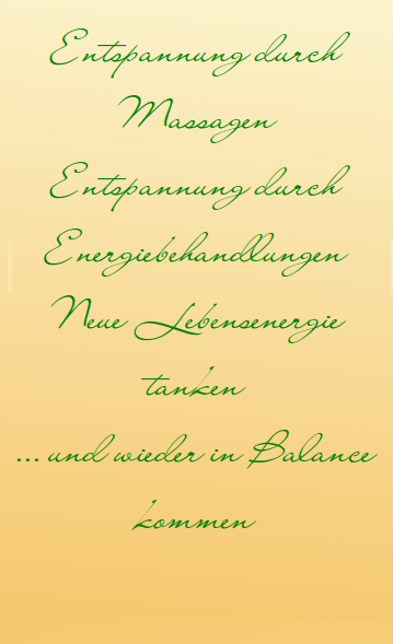 Entspannung durch Massagen Schriftbild Startseite für mobile